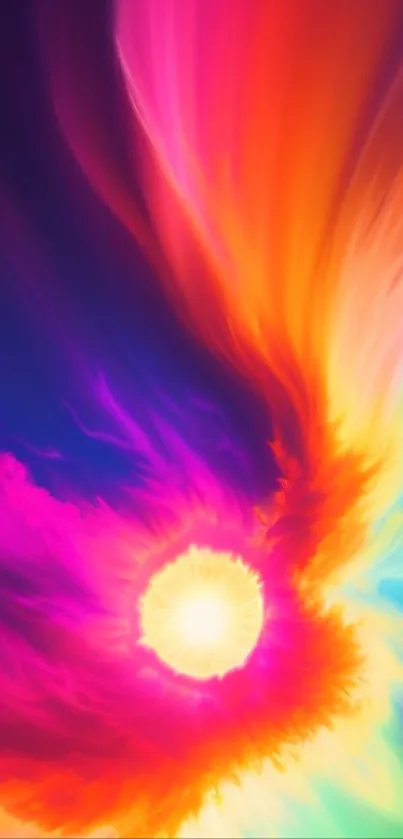 Vibrant abstract wallpaper with bright colors and dynamic waves.