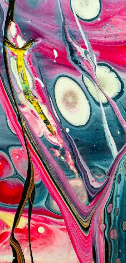 Abstract art wallpaper with vibrant pink, blue, and white colors.