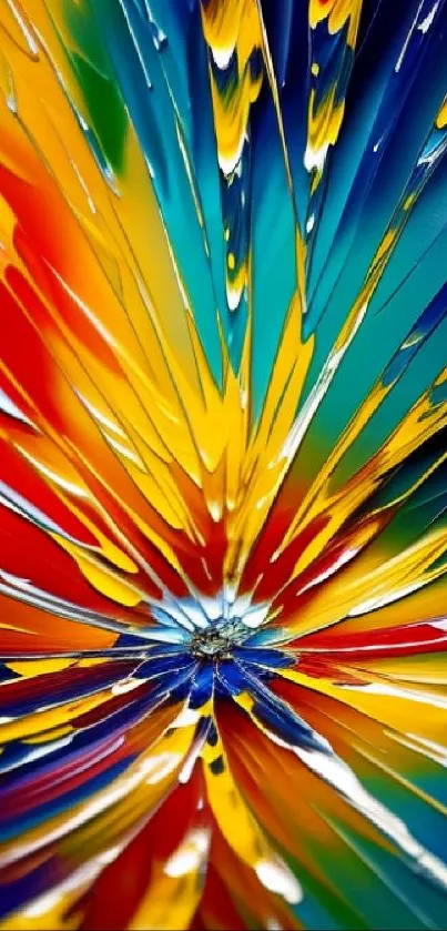 Vibrant abstract art mobile wallpaper with colorful swirls and patterns.