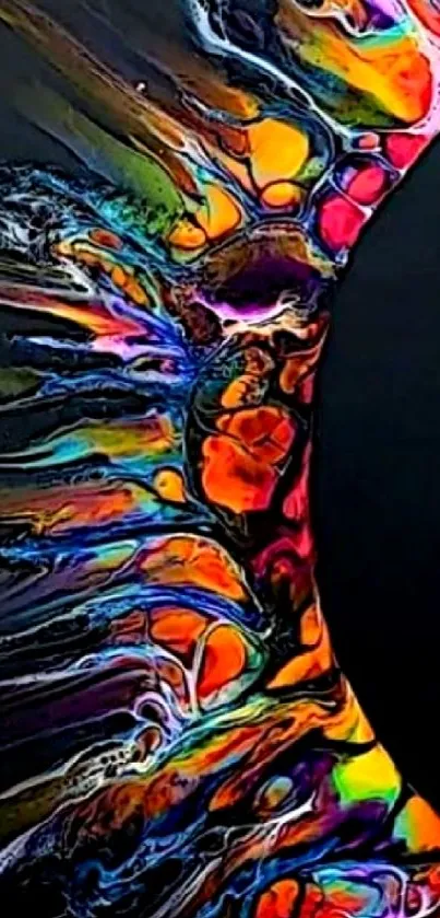 Vibrant abstract eclipse design on mobile wallpaper.