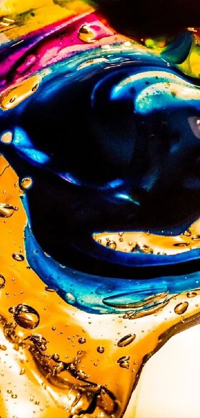 Abstract vibrant art wallpaper with blue, green, and orange colors.