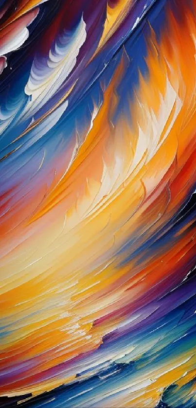 Vibrant abstract art wallpaper with dynamic orange hues.