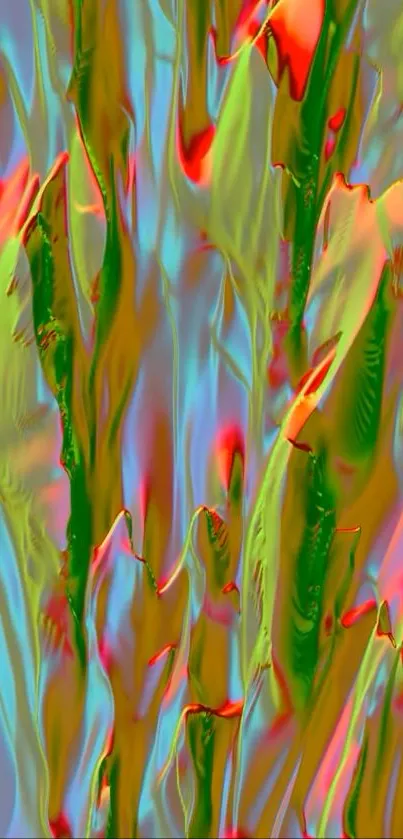 Vibrant abstract art wallpaper with red, green, and blue colors.