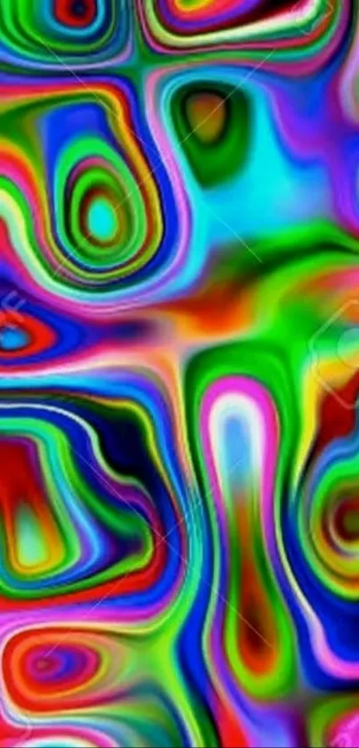 Vibrant abstract art wallpaper with colorful swirls.