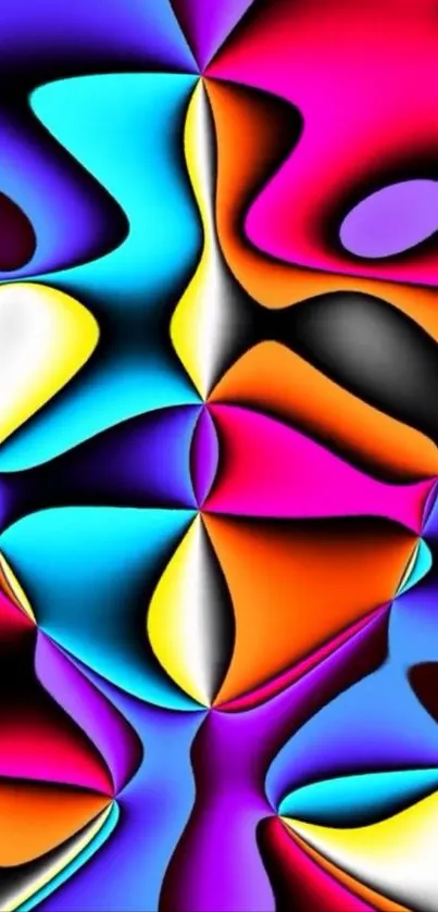 Vibrant abstract art wallpaper with bold colors and swirling patterns.