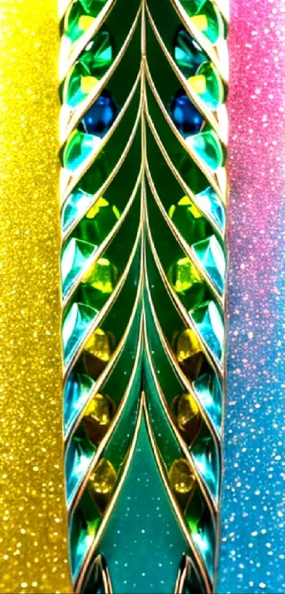 Vibrant abstract mobile wallpaper with glittering colors and dynamic patterns.