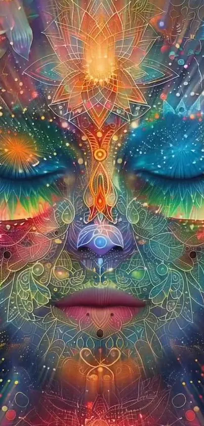 Vibrant abstract artistic face design wallpaper.