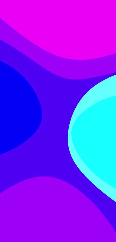 Vibrant abstract blob wallpaper with purple, blue, and cyan colors.