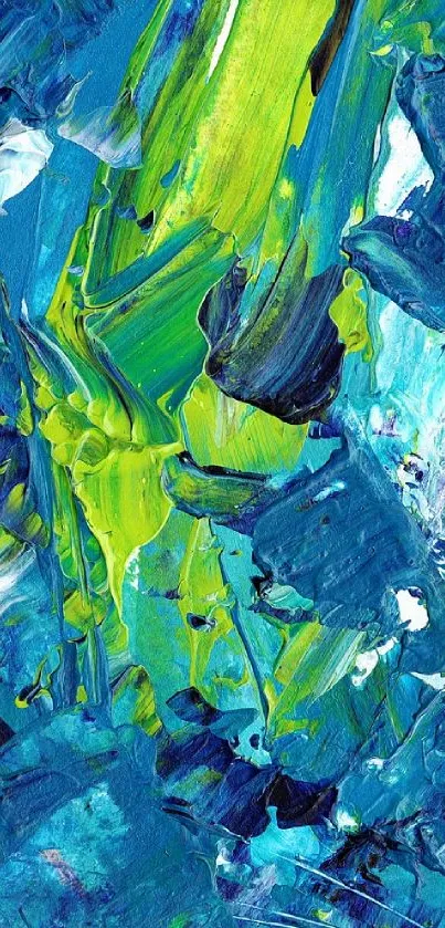 Abstract blue and green brushstroke mobile wallpaper.