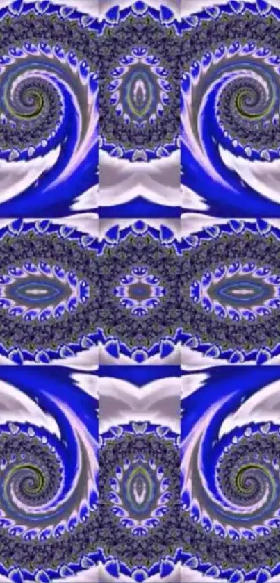 Abstract blue spiral wallpaper with intricate designs.