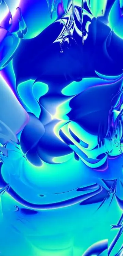 Vibrant blue abstract swirls with fluid patterns.