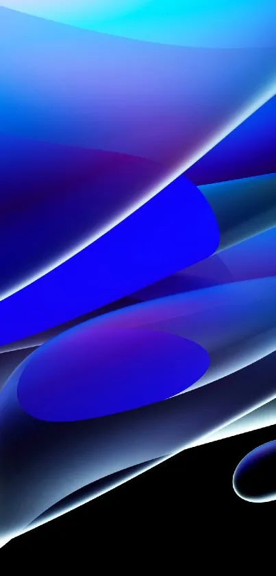 Vibrant abstract blue wave design mobile wallpaper.