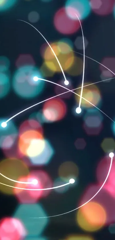 Colorful abstract bokeh wallpaper with glowing lines.