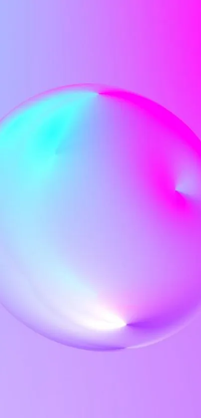 Colorful bubble with vibrant neon hues on gradient background.