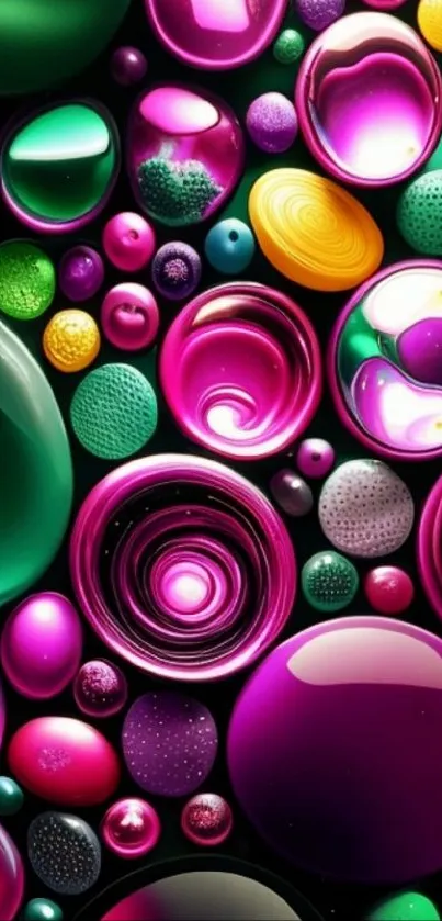 Abstract colorful wallpaper with orbs and bubbles showcasing vibrant hues.