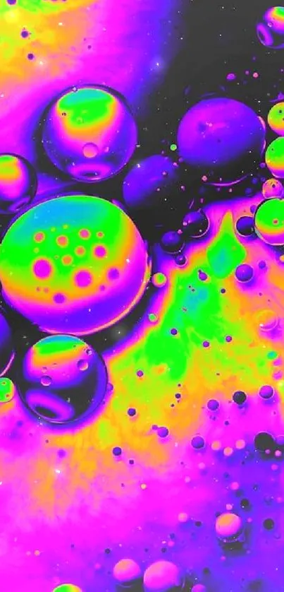 Vibrant neon purple abstract bubble wallpaper with a psychedelic design.