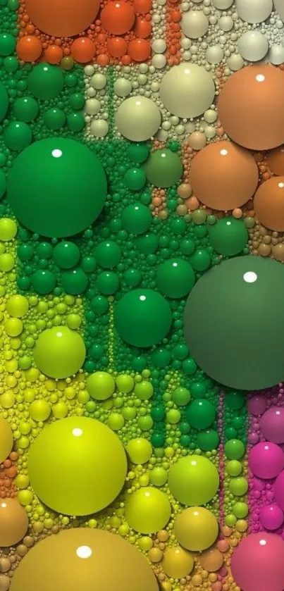 Vibrant abstract bubble art wallpaper with colorful spheres.