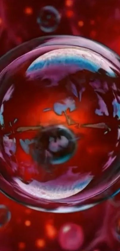 Colorful abstract bubble art in vibrant reds and purples.