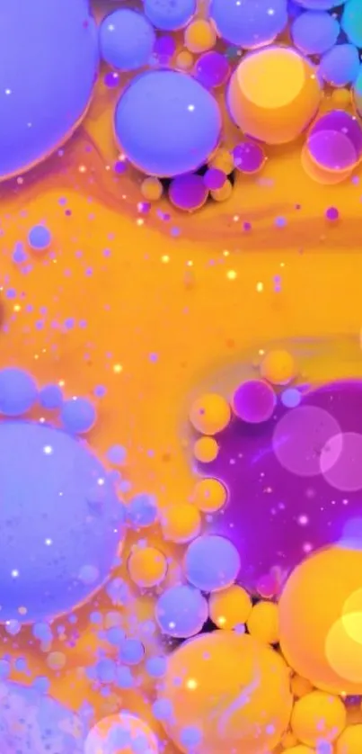 Colorful abstract bubbles in orange, blue and purple hues.