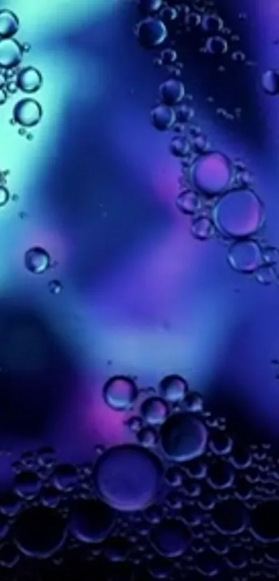 Vibrant abstract wallpaper with bubbles in blue and purple hues.