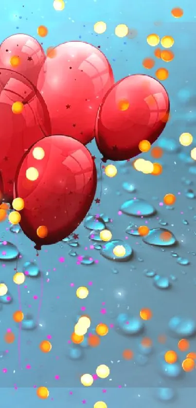 Vibrant abstract mobile wallpaper with red bubbles on a blue background.