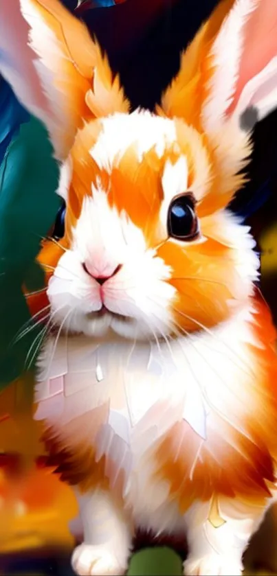 Abstract and colorful bunny art wallpaper for mobile background.