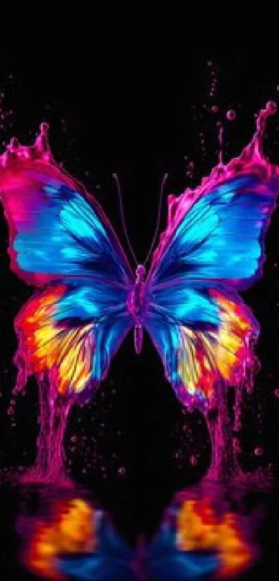 Colorful abstract butterfly on a black background.