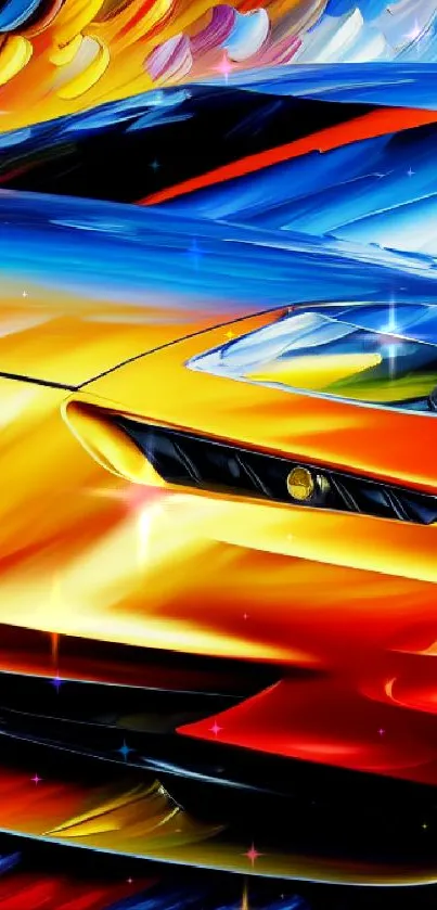 Vibrant abstract car wallpaper in dynamic colors.