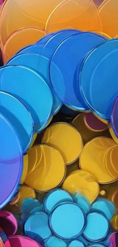 Colorful abstract circles create vibrant mobile wallpaper.