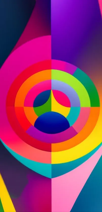 Colorful abstract circles on a vibrant mobile wallpaper.