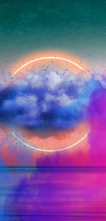Abstract cloud with neon colors background wallpaper.