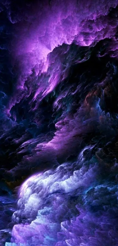 Vibrant abstract cloud design in purple hues for mobile wallpaper.