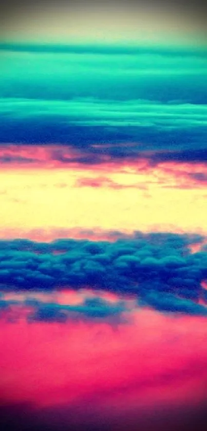 Vibrant abstract wallpaper with clouds and colorful hues.