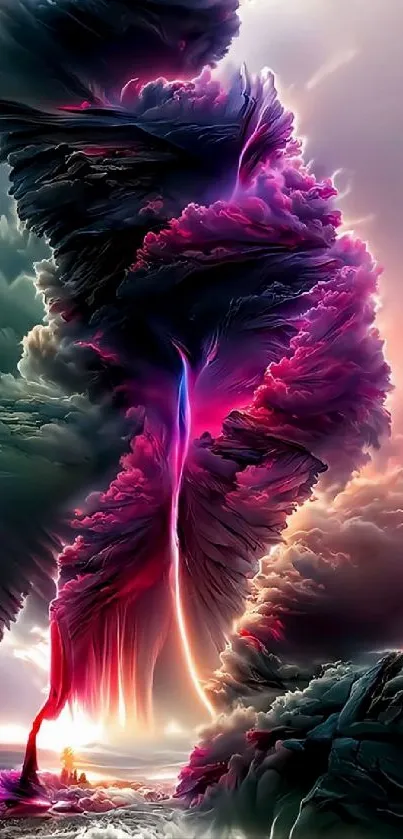 Vibrant abstract cloudscape wallpaper with surreal colors.