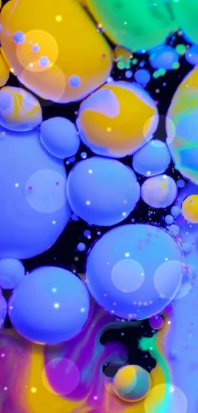 Vibrant abstract wallpaper with colorful bubbles.