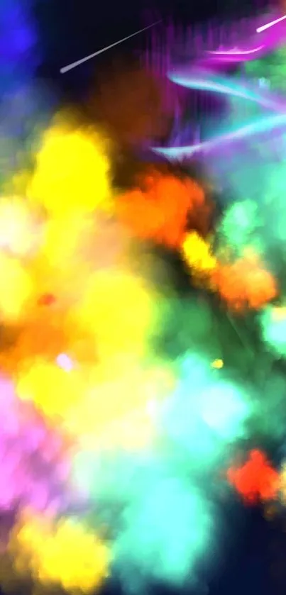 Vibrant abstract color explosion wallpaper for mobile phones.