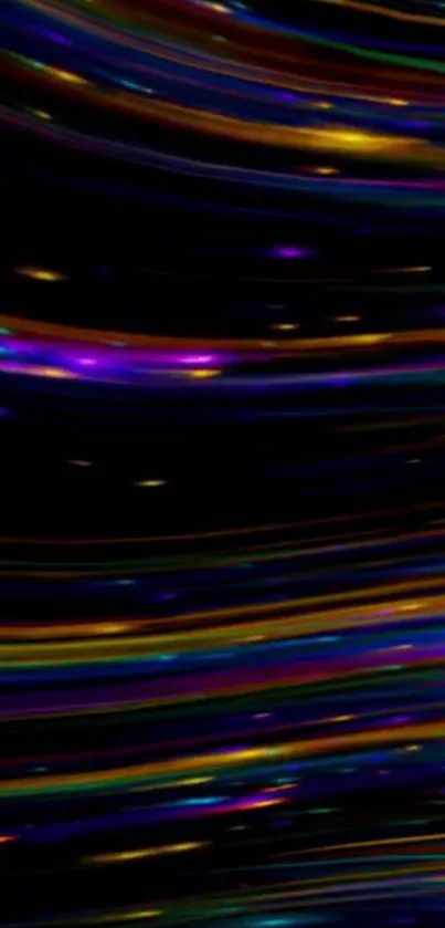 Colorful abstract lines on black background.