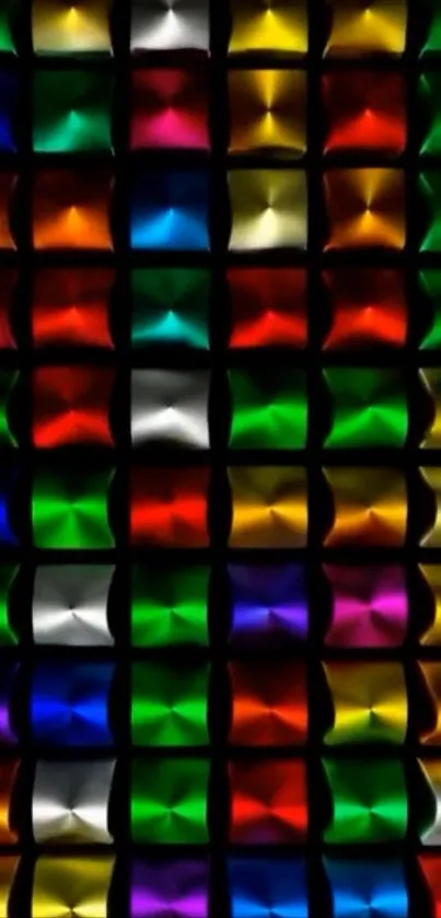 Multicolored abstract geometric wallpaper design.