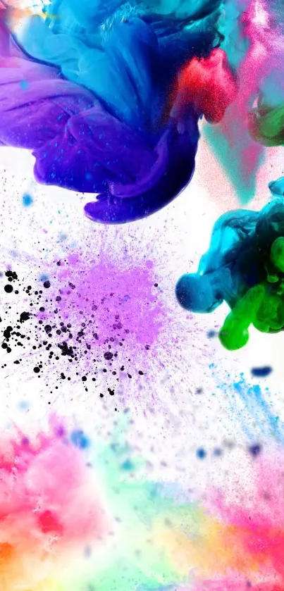 Vibrant abstract wallpaper with colorful splashes and dynamic design.