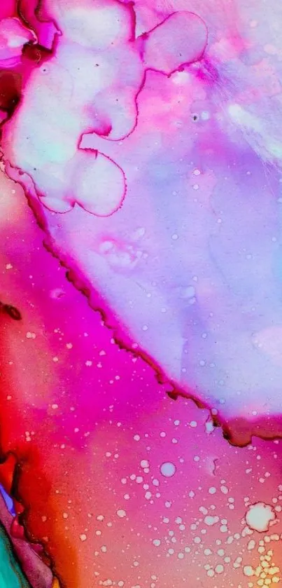 Vibrant abstract wallpaper with pink, aqua, and orange fluid colors.