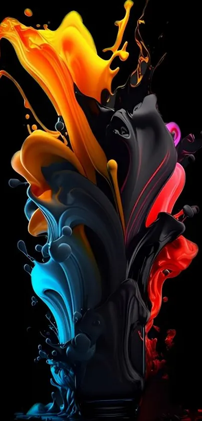 Colorful abstract splash design wallpaper on black background.