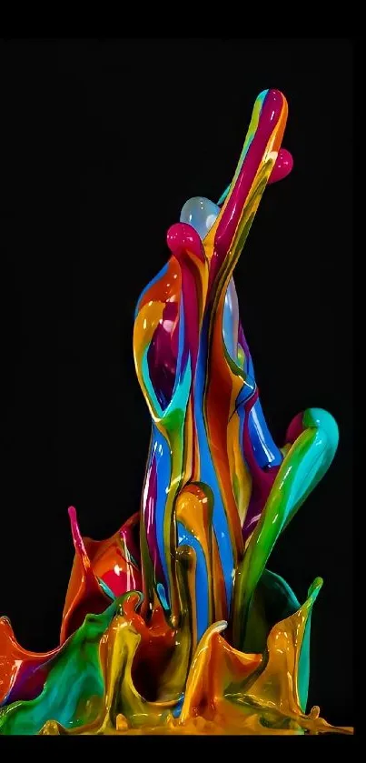 Vibrant abstract splash of colors against a black background.