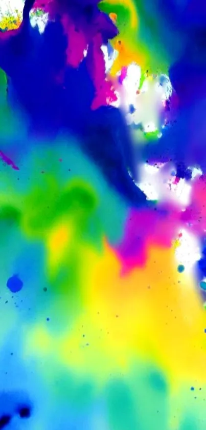 Vibrant abstract color splash mobile wallpaper with blue shades.