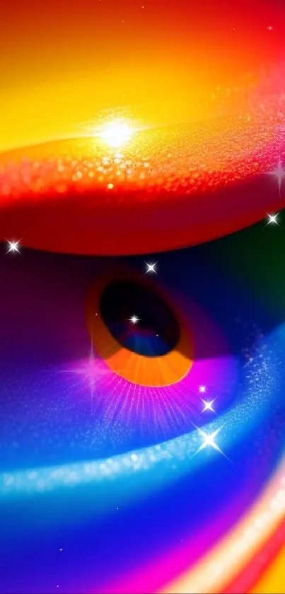 Vibrant abstract color swirl with rainbow hues for mobile wallpaper.