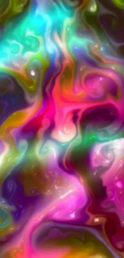 Vibrant abstract mobile wallpaper with colorful swirls.