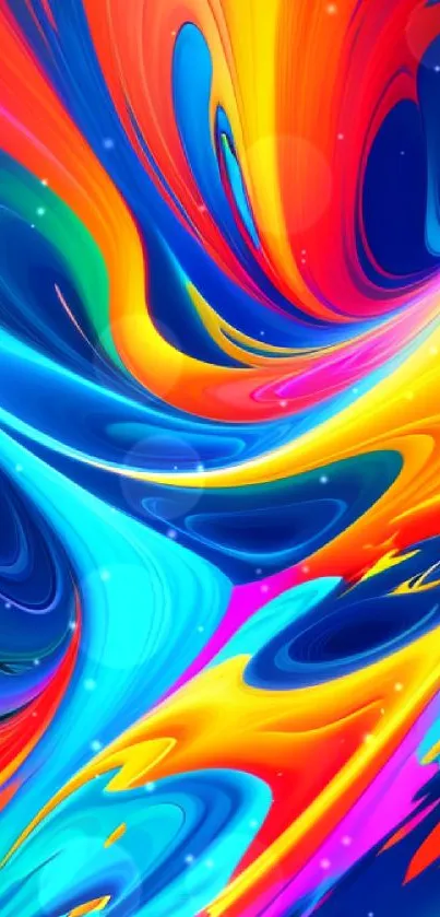Vibrant abstract wallpaper with dynamic color swirls.