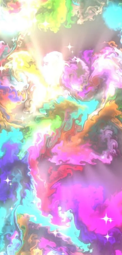 Vibrant swirls and colorful burst wallpaper