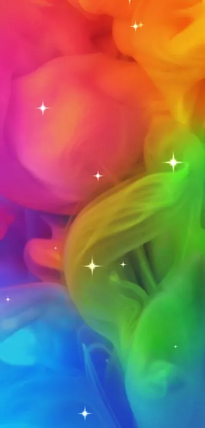 Vibrant abstract mobile wallpaper with swirling colors.