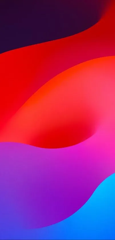 Abstract vibrant color waves wallpaper featuring red and blue hues.