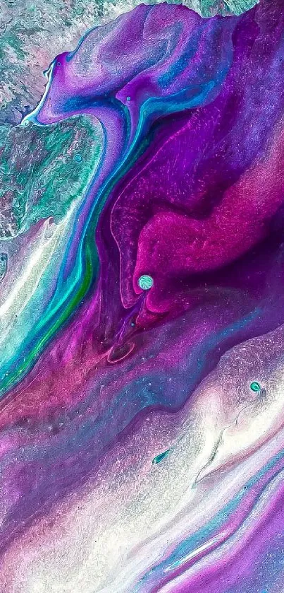 Vibrant abstract wallpaper with purple and teal colors.